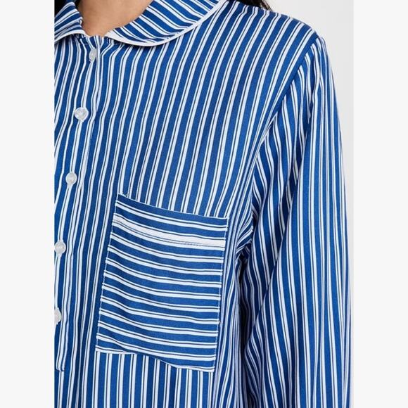 Plush Apparel Revolve Satin Striped Nightshirt Sleep Dress Blue White NWT S - Picture 6 of 13